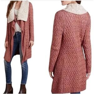 Anthropologie Knitted & Knotted Lilitz boho Long Cardigan Crochet Collar, Size M